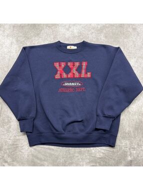 Vintage 90s Embassy Varsity Originals Plaid Crewneck Sweatshirt USA Boxy XL Navy